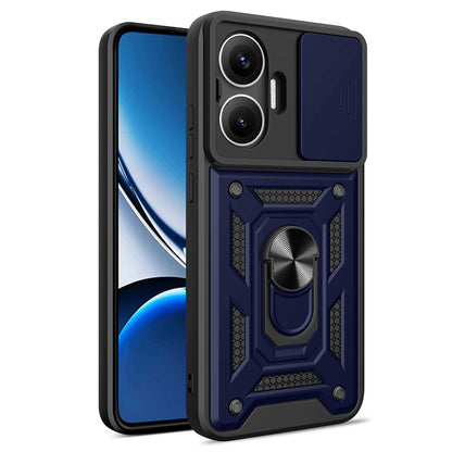 Xiaomi Poco F7 Sliding Camera Cover Magnetic Ring Stand Shockproof TPU + PC Protective Phone Case
