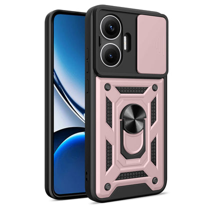 Xiaomi Poco F7 Sliding Camera Cover Magnetic Ring Stand Shockproof TPU + PC Protective Phone Case