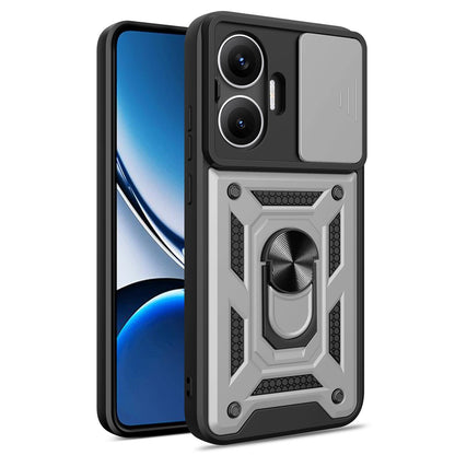 Xiaomi Poco F7 Sliding Camera Cover Magnetic Ring Stand Shockproof TPU + PC Protective Phone Case