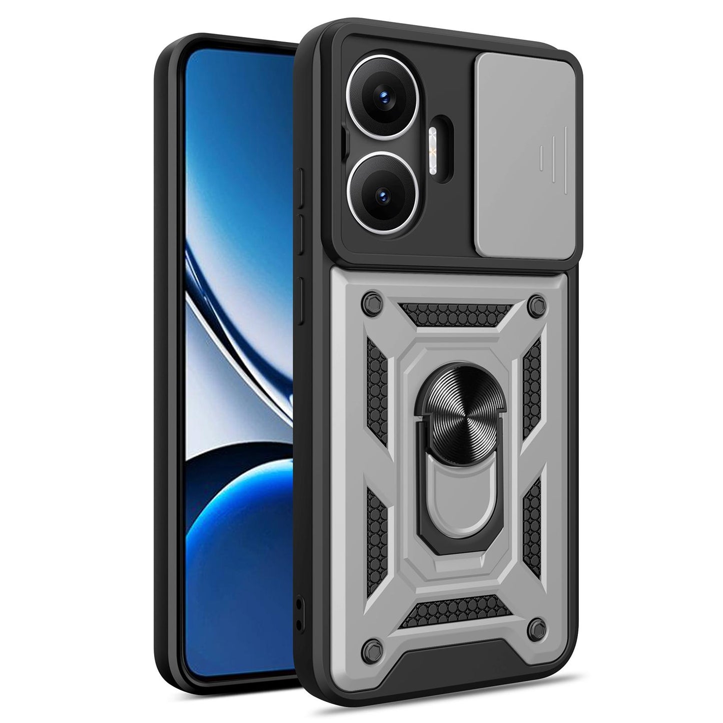 Xiaomi Turbo 4 Pro Sliding Camera Cover Magnetic Ring Stand Shockproof TPU + PC Protective Phone Case