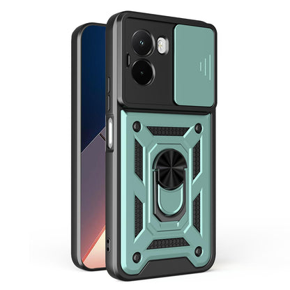 Xiaomi Poco M7 4G 169mm Sliding Camera Cover Magnetic Ring Stand Shockproof TPU + PC Protective Phone Case