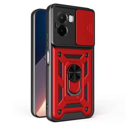 Xiaomi Poco M7 4G 169mm Sliding Camera Cover Magnetic Ring Stand Shockproof TPU + PC Protective Phone Case