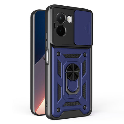 Xiaomi Poco M7 4G 169mm Sliding Camera Cover Magnetic Ring Stand Shockproof TPU + PC Protective Phone Case
