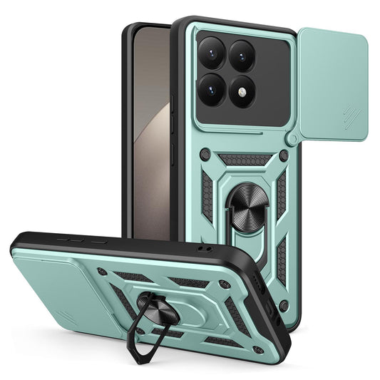 Xiaomi 15T Sliding Camera Cover Magnetic Ring Stand Shockproof TPU + PC Protective Phone Case