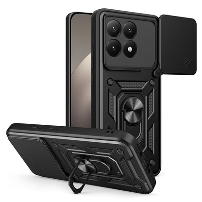 Xiaomi 15T Sliding Camera Cover Magnetic Ring Stand Shockproof TPU + PC Protective Phone Case