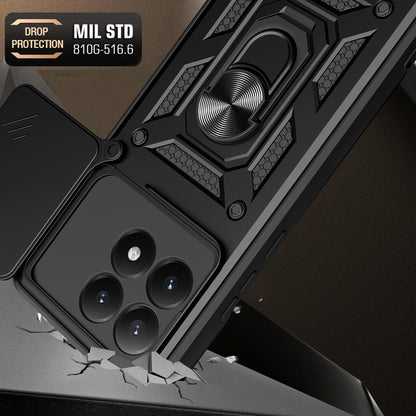 Xiaomi 15T Sliding Camera Cover Magnetic Ring Stand Shockproof TPU + PC Protective Phone Case