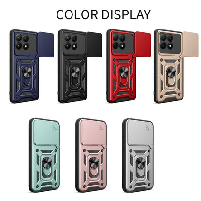 Xiaomi 15T Sliding Camera Cover Magnetic Ring Stand Shockproof TPU + PC Protective Phone Case