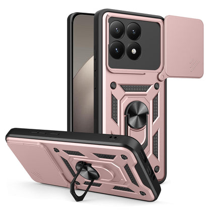 Xiaomi 15T Sliding Camera Cover Magnetic Ring Stand Shockproof TPU + PC Protective Phone Case