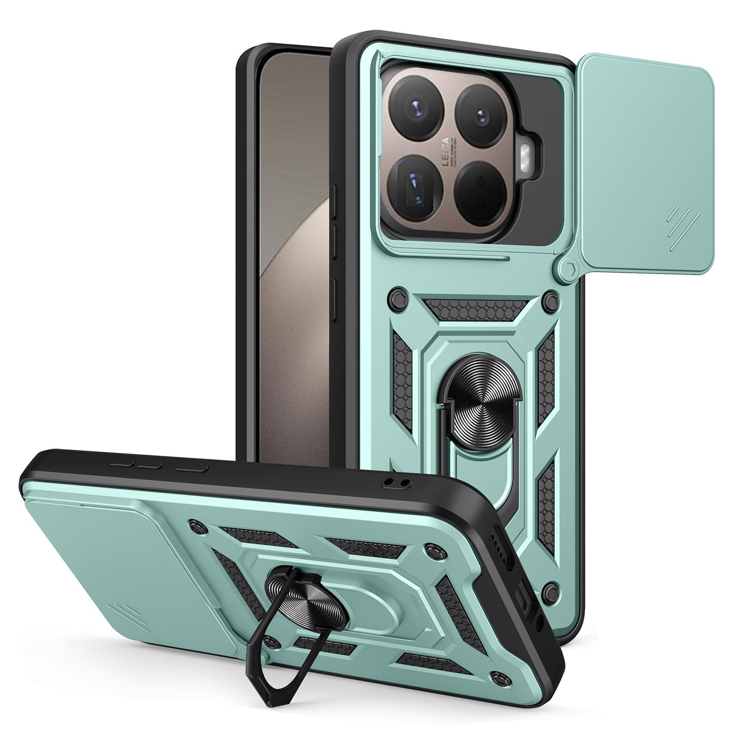 Xiaomi 15T Pro Sliding Camera Cover Magnetic Ring Stand Shockproof TPU + PC Protective Phone Case