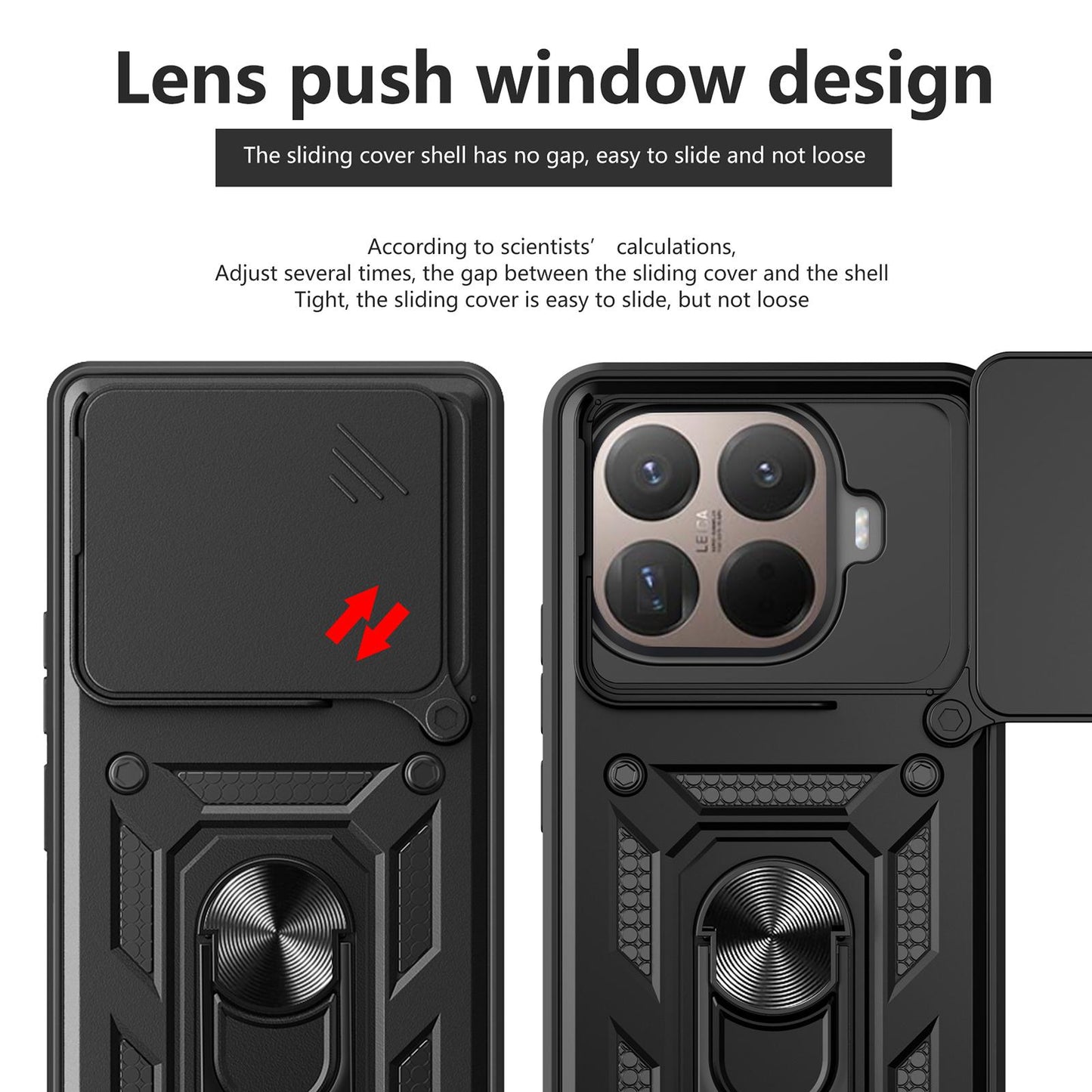 Xiaomi 15T Pro Sliding Camera Cover Magnetic Ring Stand Shockproof TPU + PC Protective Phone Case
