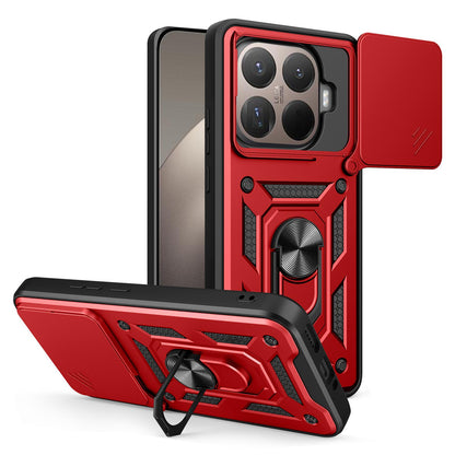 Xiaomi 15T Pro Sliding Camera Cover Magnetic Ring Stand Shockproof TPU + PC Protective Phone Case