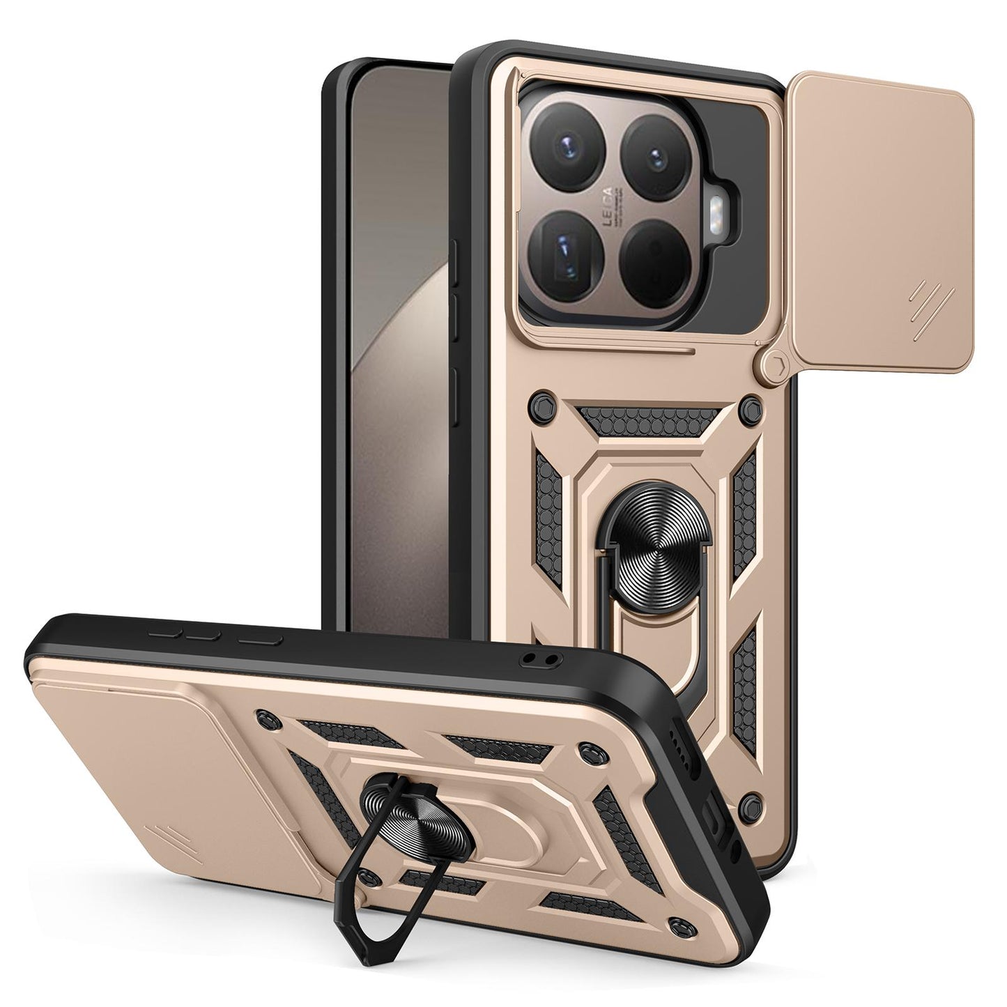 Xiaomi 15T Pro Sliding Camera Cover Magnetic Ring Stand Shockproof TPU + PC Protective Phone Case
