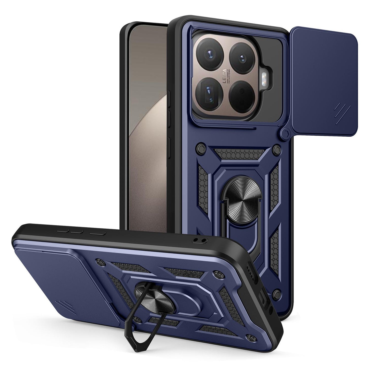Xiaomi 15T Pro Sliding Camera Cover Magnetic Ring Stand Shockproof TPU + PC Protective Phone Case