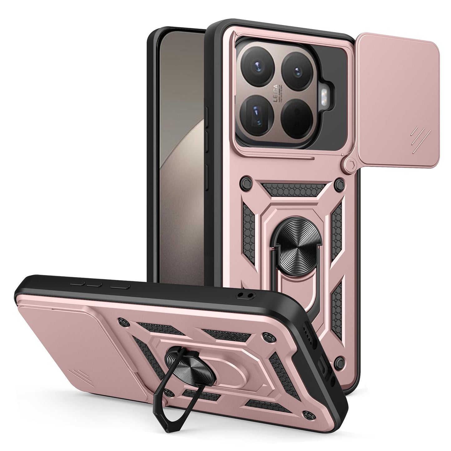 Xiaomi 15T Pro Sliding Camera Cover Magnetic Ring Stand Shockproof TPU + PC Protective Phone Case