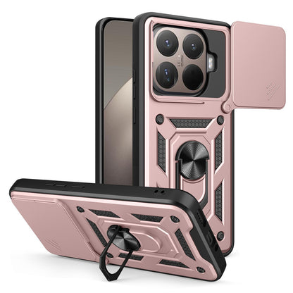 Xiaomi 15T Pro Sliding Camera Cover Magnetic Ring Stand Shockproof TPU + PC Protective Phone Case
