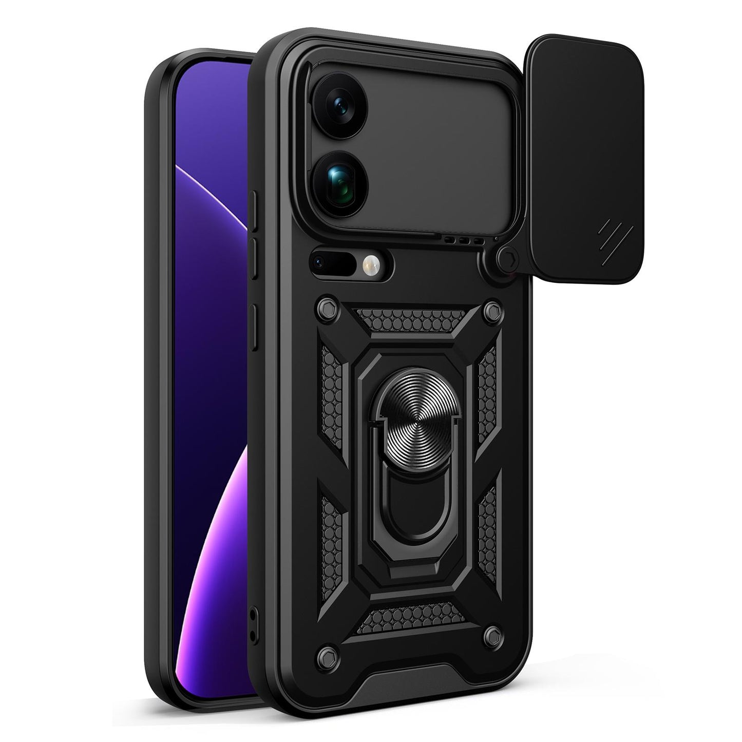 Xiaomi 17 Pro Max Sliding Camera Cover Magnetic Ring Stand Shockproof TPU + PC Protective Phone Case
