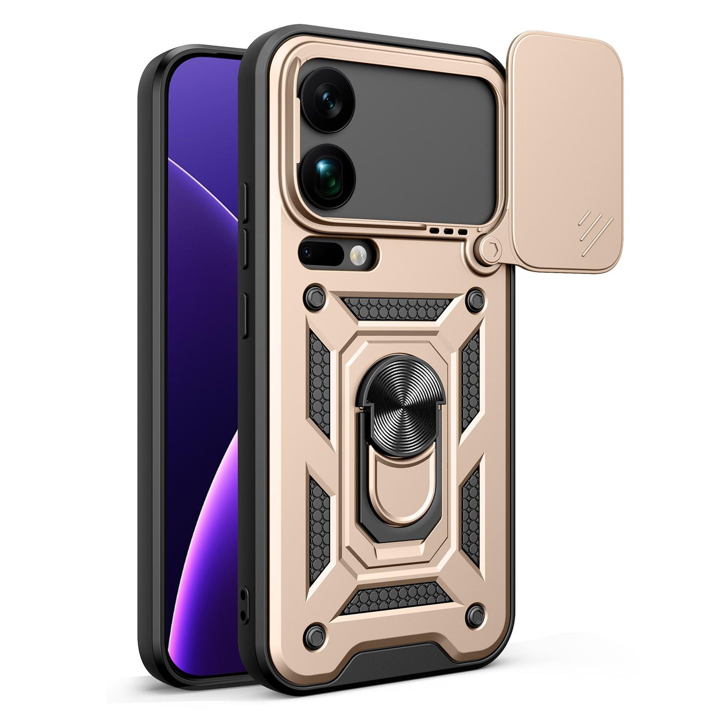 Xiaomi 17 Pro Max Sliding Camera Cover Magnetic Ring Stand Shockproof TPU + PC Protective Phone Case