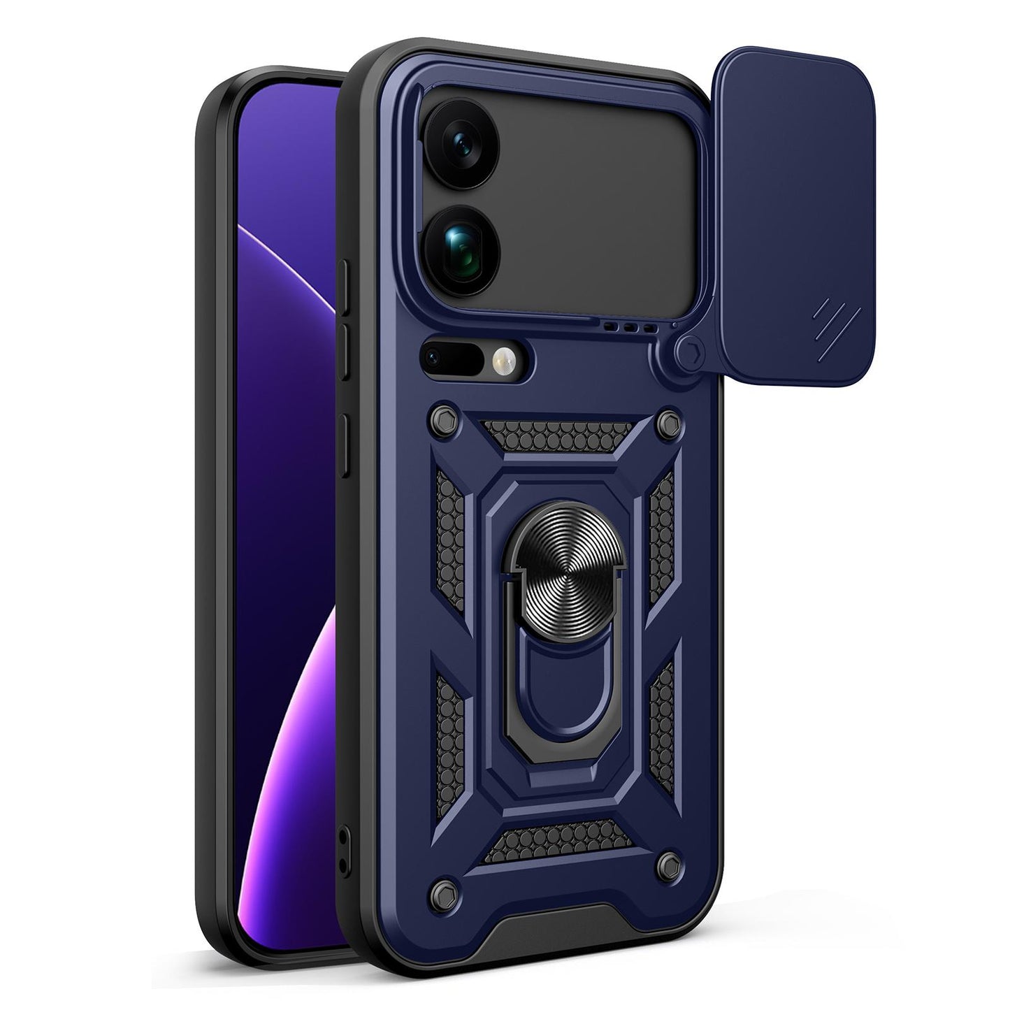 Xiaomi 17 Pro Max Sliding Camera Cover Magnetic Ring Stand Shockproof TPU + PC Protective Phone Case