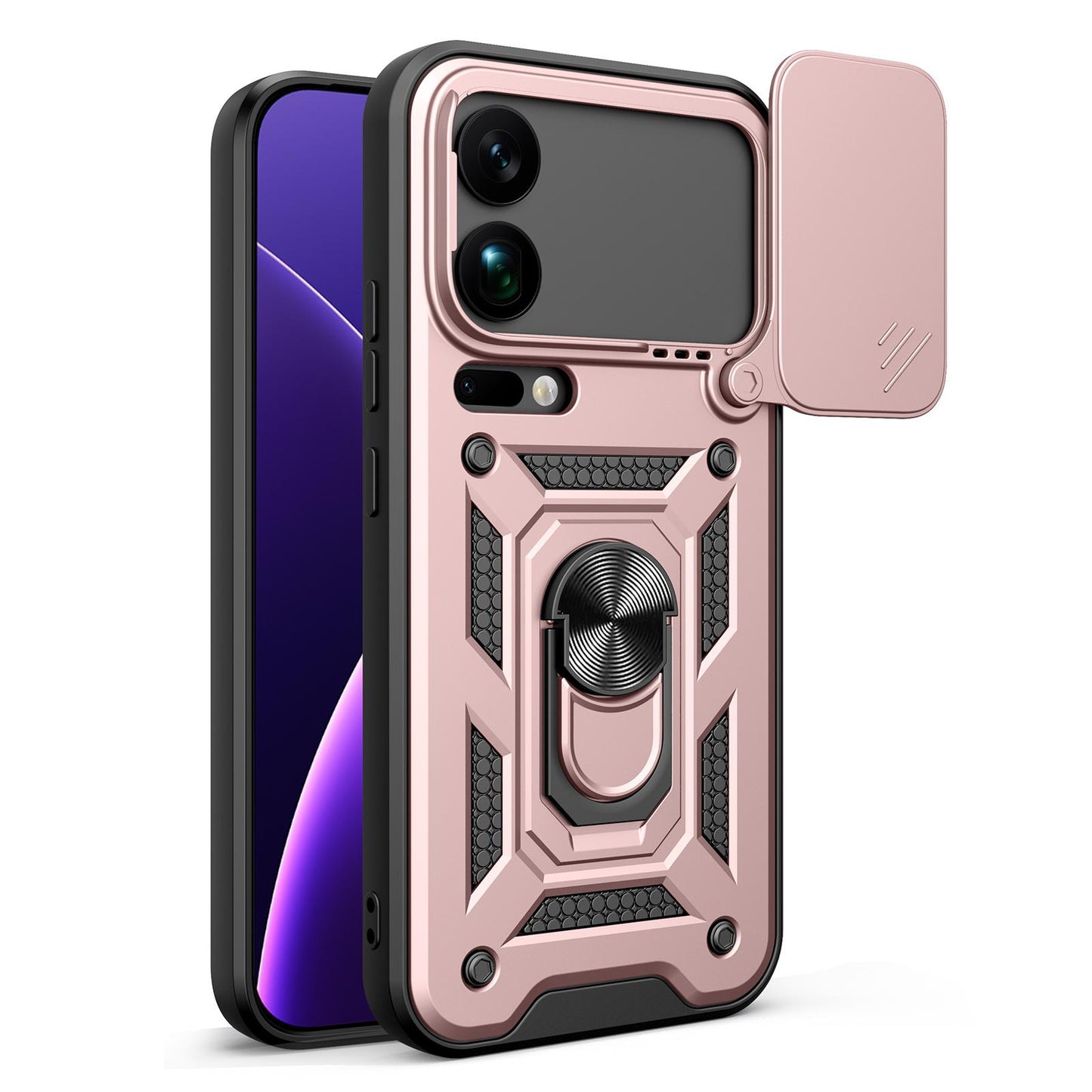Xiaomi 17 Pro Max Sliding Camera Cover Magnetic Ring Stand Shockproof TPU + PC Protective Phone Case