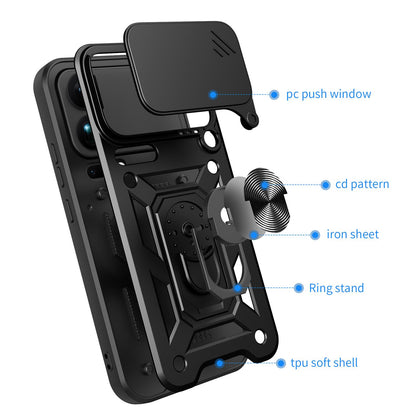 Xiaomi 17 Pro Max Sliding Camera Cover Magnetic Ring Stand Shockproof TPU + PC Protective Phone Case