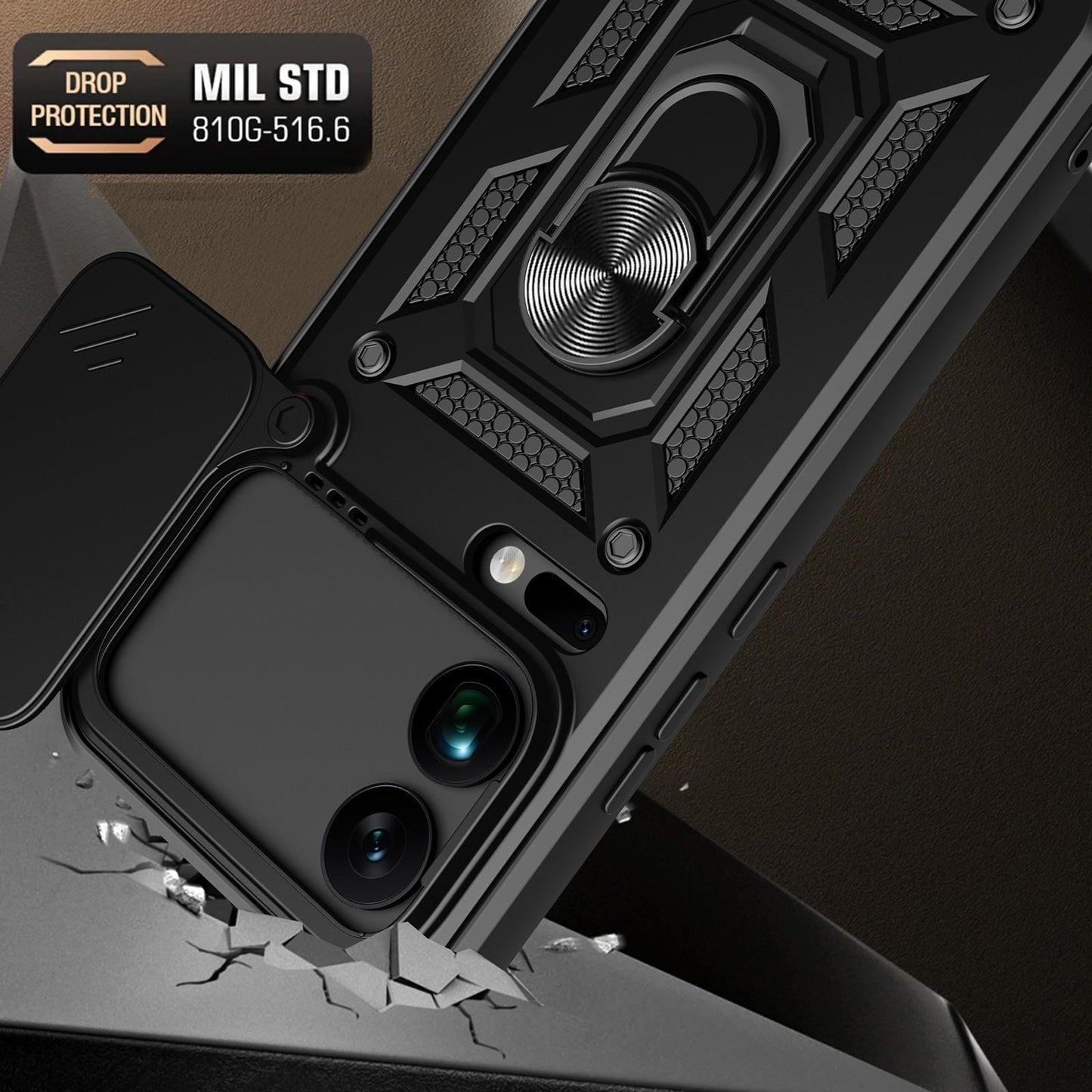 Xiaomi 17 Pro Max Sliding Camera Cover Magnetic Ring Stand Shockproof TPU + PC Protective Phone Case