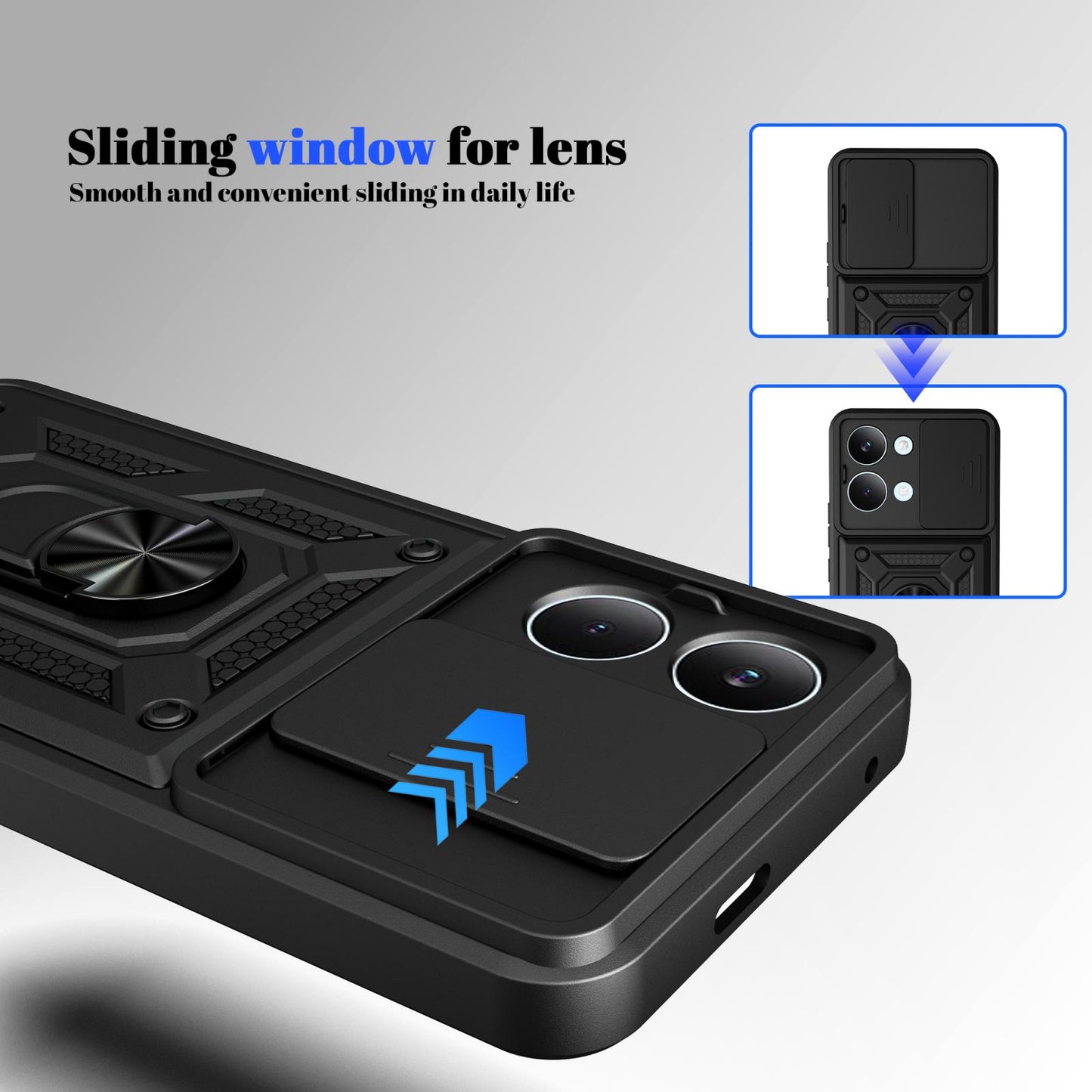 Xiaomi Poco X8 Pro Max 5G Sliding Camera Cover Magnetic Ring Stand Shockproof TPU + PC Protective Phone Case