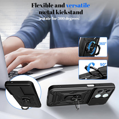 Xiaomi Poco X8 Pro Max 5G Sliding Camera Cover Magnetic Ring Stand Shockproof TPU + PC Protective Phone Case