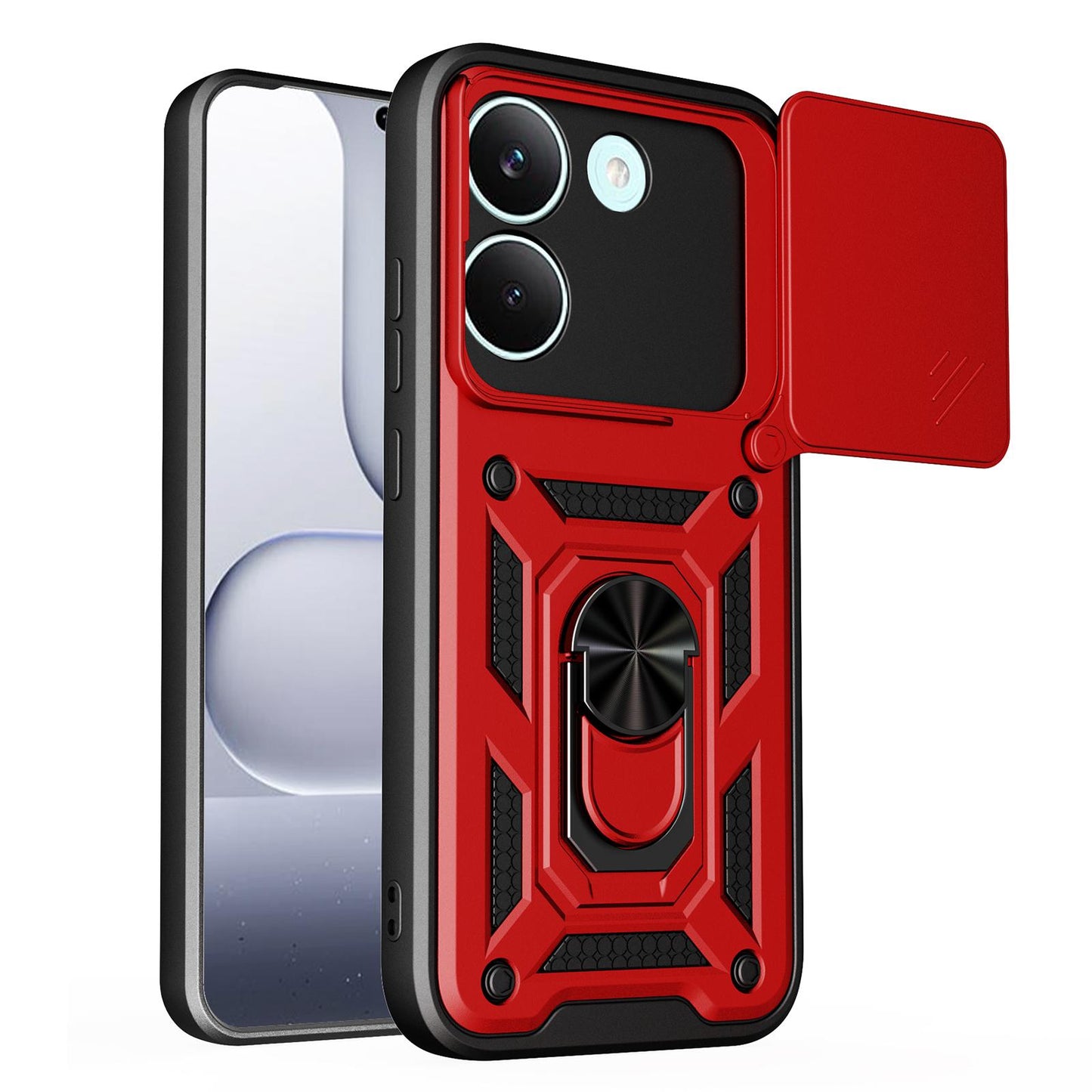 Xiaomi Poco X8 Pro 5G Sliding Camera Cover Magnetic Ring Stand Shockproof TPU + PC Protective Phone Case