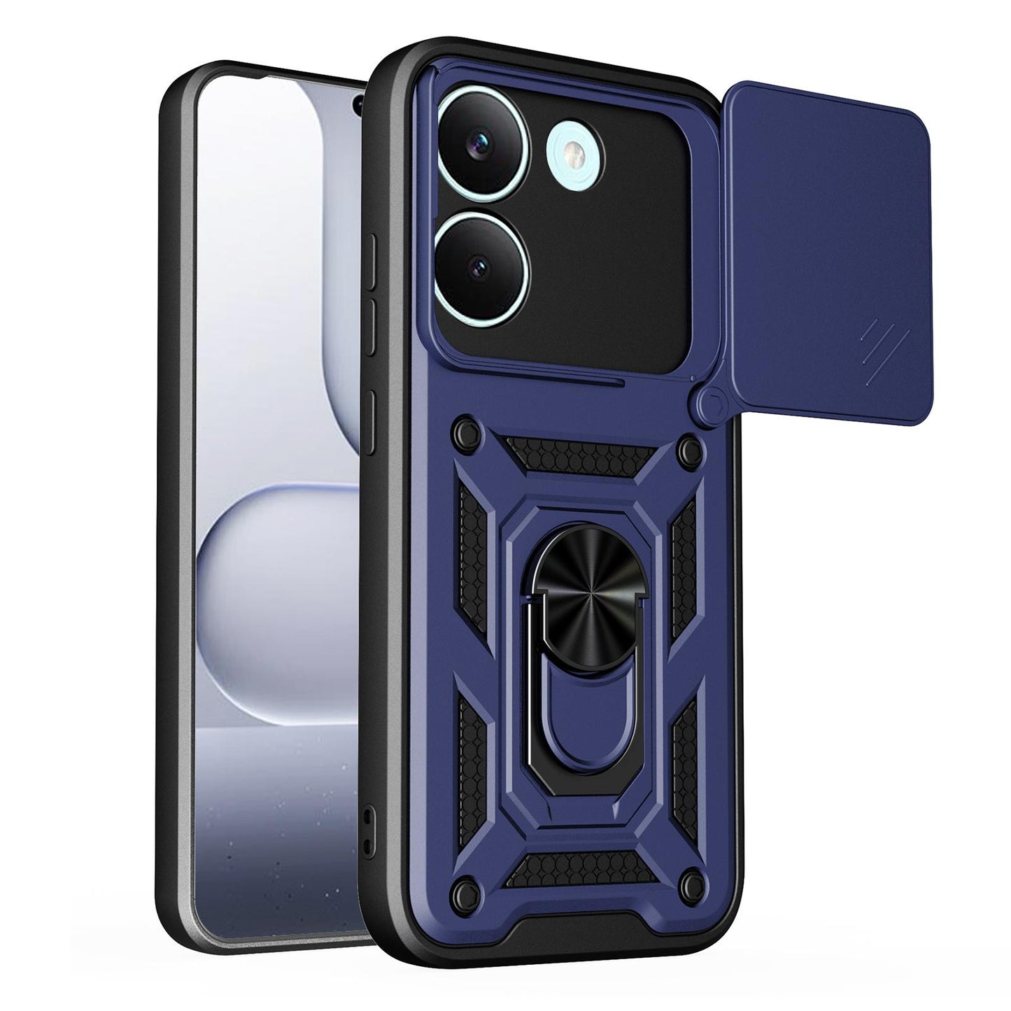 Xiaomi Poco X8 Pro 5G Sliding Camera Cover Magnetic Ring Stand Shockproof TPU + PC Protective Phone Case