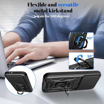 Xiaomi Poco X8 Pro 5G Sliding Camera Cover Magnetic Ring Stand Shockproof TPU + PC Protective Phone Case
