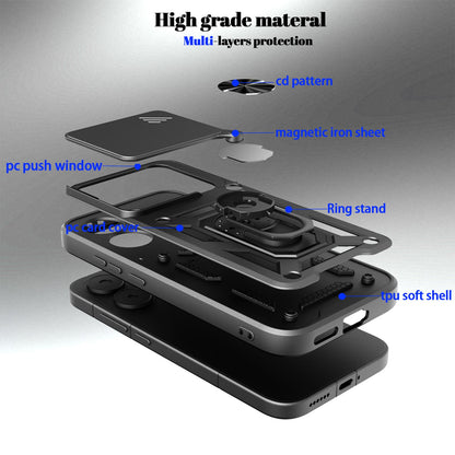 Xiaomi Poco X8 Pro 5G Sliding Camera Cover Magnetic Ring Stand Shockproof TPU + PC Protective Phone Case