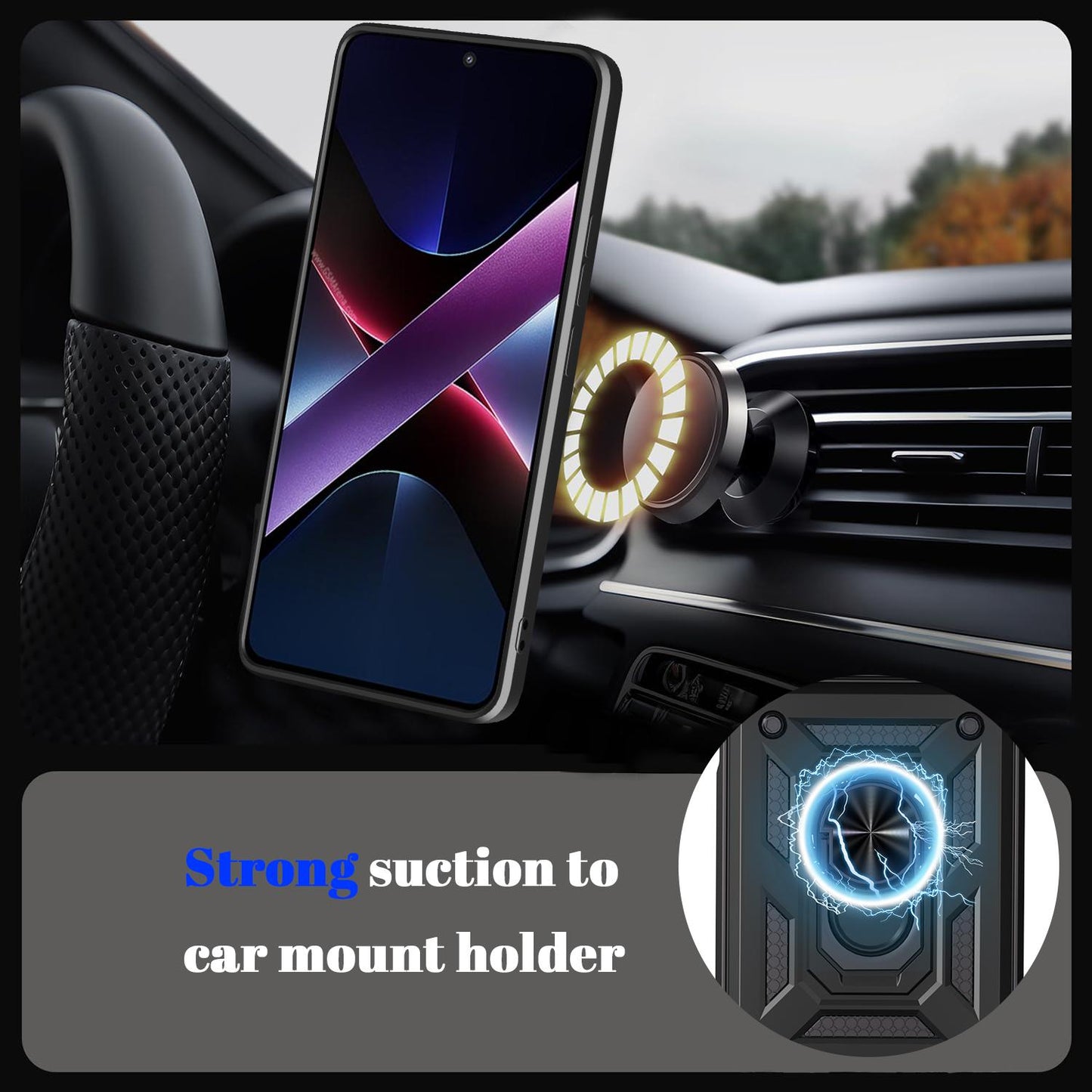 Xiaomi Poco X8 Pro 5G Sliding Camera Cover Magnetic Ring Stand Shockproof TPU + PC Protective Phone Case