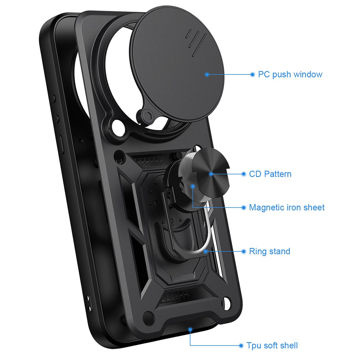 Xiaomi 17 Ultra Sliding Camera Cover Magnetic Ring Stand Shockproof TPU + PC Protective Phone Case