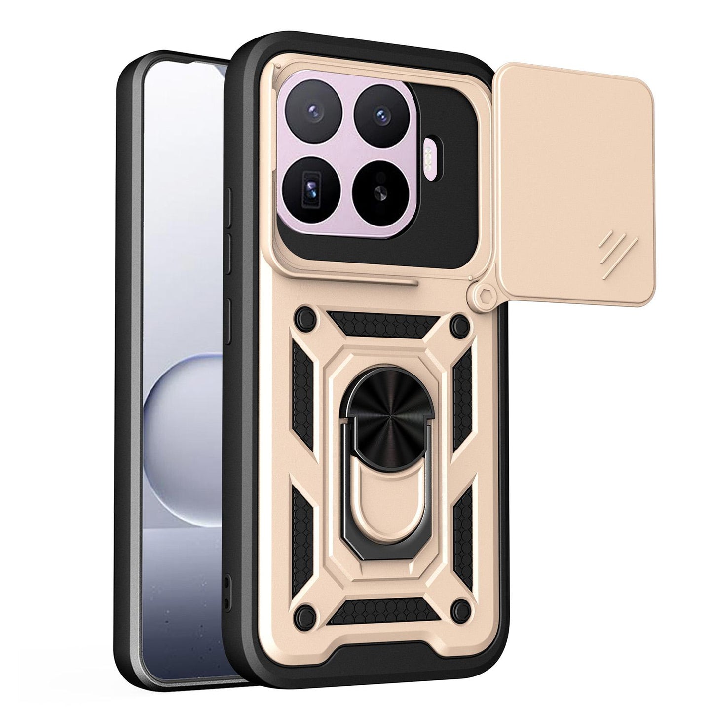 Xiaomi 17T Pro 5G Sliding Camera Cover Magnetic Ring Stand Shockproof TPU + PC Protective Phone Case