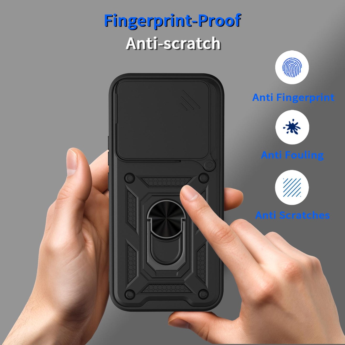 Xiaomi 17T Pro 5G Sliding Camera Cover Magnetic Ring Stand Shockproof TPU + PC Protective Phone Case