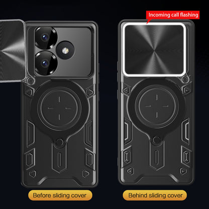 Xiaomi Poco F6 Magnetic Holder CD Texture Sliding Camshield Phone Case, TPU PC Shockproof Cover