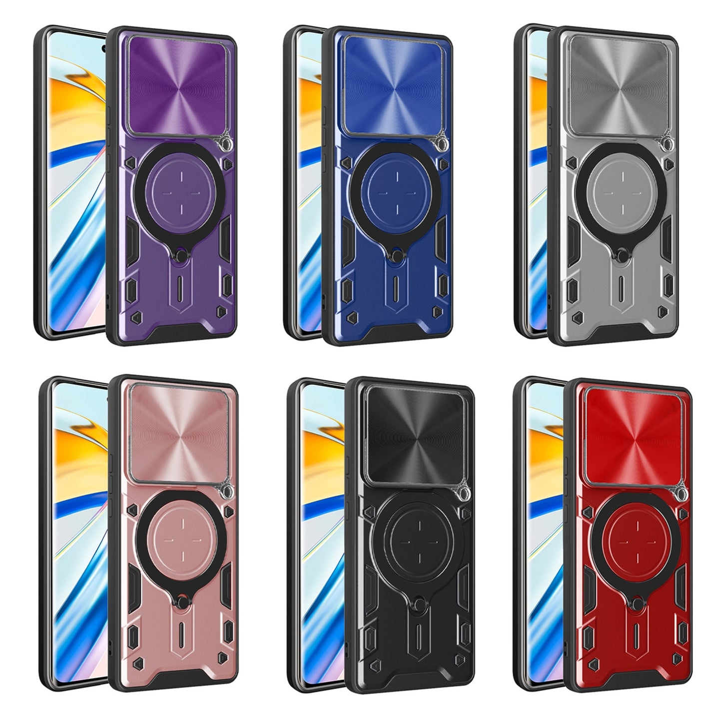 Xiaomi Poco F6 Pro Magnetic Holder CD Texture Sliding Camshield Phone Case, TPU PC Shockproof Cover