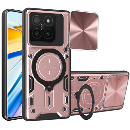 Xiaomi 14T 5G Magnetic Holder CD Texture Sliding Camshield Phone Case, TPU PC Shockproof Cover