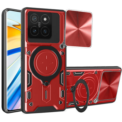 Xiaomi 14T 5G Magnetic Holder CD Texture Sliding Camshield Phone Case, TPU PC Shockproof Cover
