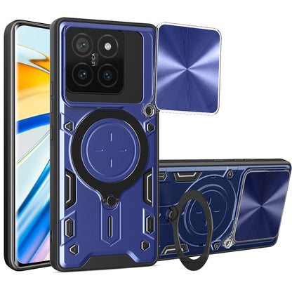 Xiaomi 14T 5G Magnetic Holder CD Texture Sliding Camshield Phone Case, TPU PC Shockproof Cover
