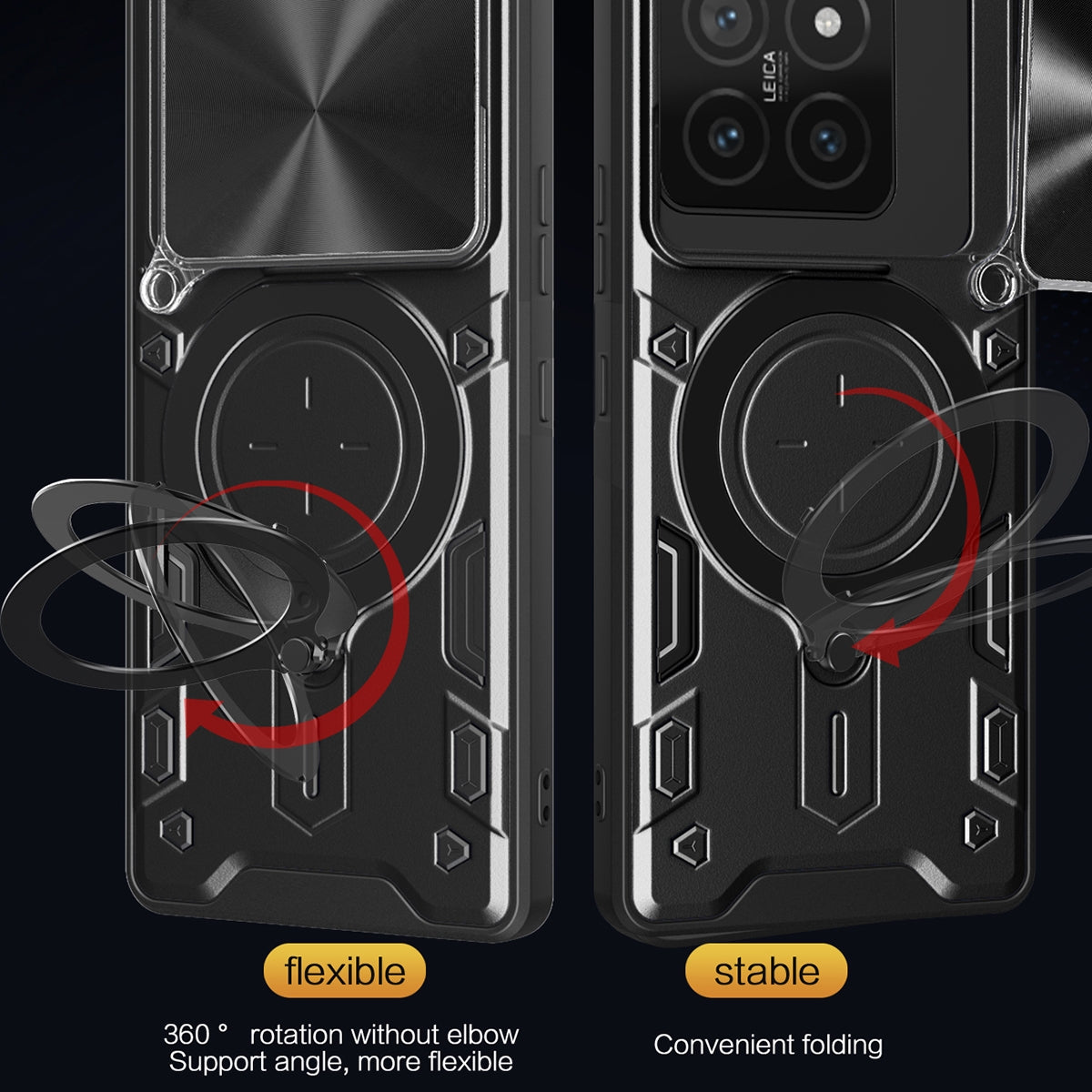 Xiaomi 14T 5G Magnetic Holder CD Texture Sliding Camshield Phone Case, TPU PC Shockproof Cover
