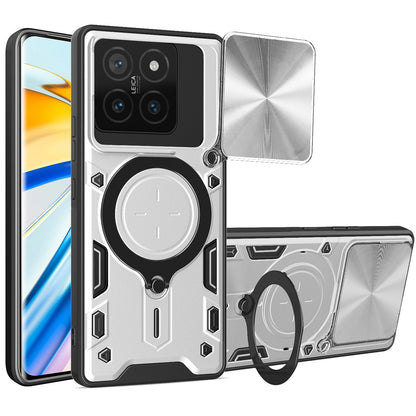 Xiaomi 14T 5G Magnetic Holder CD Texture Sliding Camshield Phone Case, TPU PC Shockproof Cover