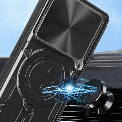 Xiaomi 14T 5G Magnetic Holder CD Texture Sliding Camshield Phone Case, TPU PC Shockproof Cover
