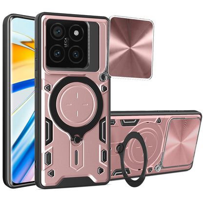 Xiaomi 14T Pro 5G Magnetic Holder CD Texture Sliding Camshield Phone Case, TPU PC Shockproof Cover