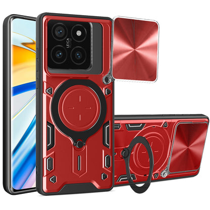 Xiaomi 14T Pro 5G Magnetic Holder CD Texture Sliding Camshield Phone Case, TPU PC Shockproof Cover