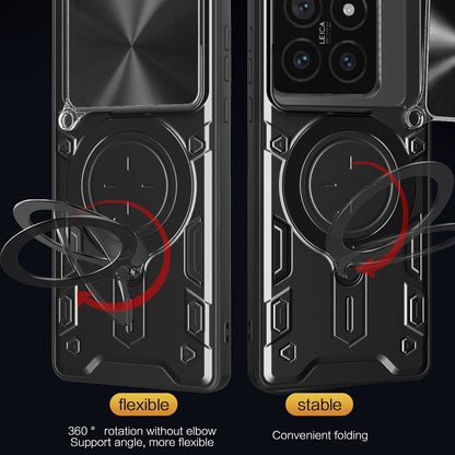 Xiaomi 14T Pro 5G Magnetic Holder CD Texture Sliding Camshield Phone Case, TPU PC Shockproof Cover