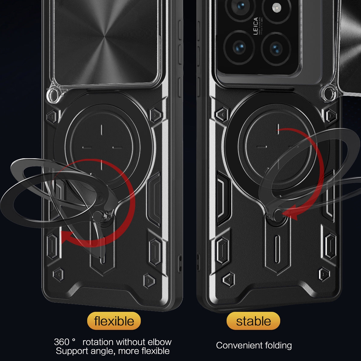 Xiaomi 14T Pro 5G Magnetic Holder CD Texture Sliding Camshield Phone Case, TPU PC Shockproof Cover