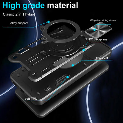 Xiaomi Poco X7 Pro 5G Magnetic Holder CD Texture Sliding Camshield Phone Case, TPU PC Shockproof Cover