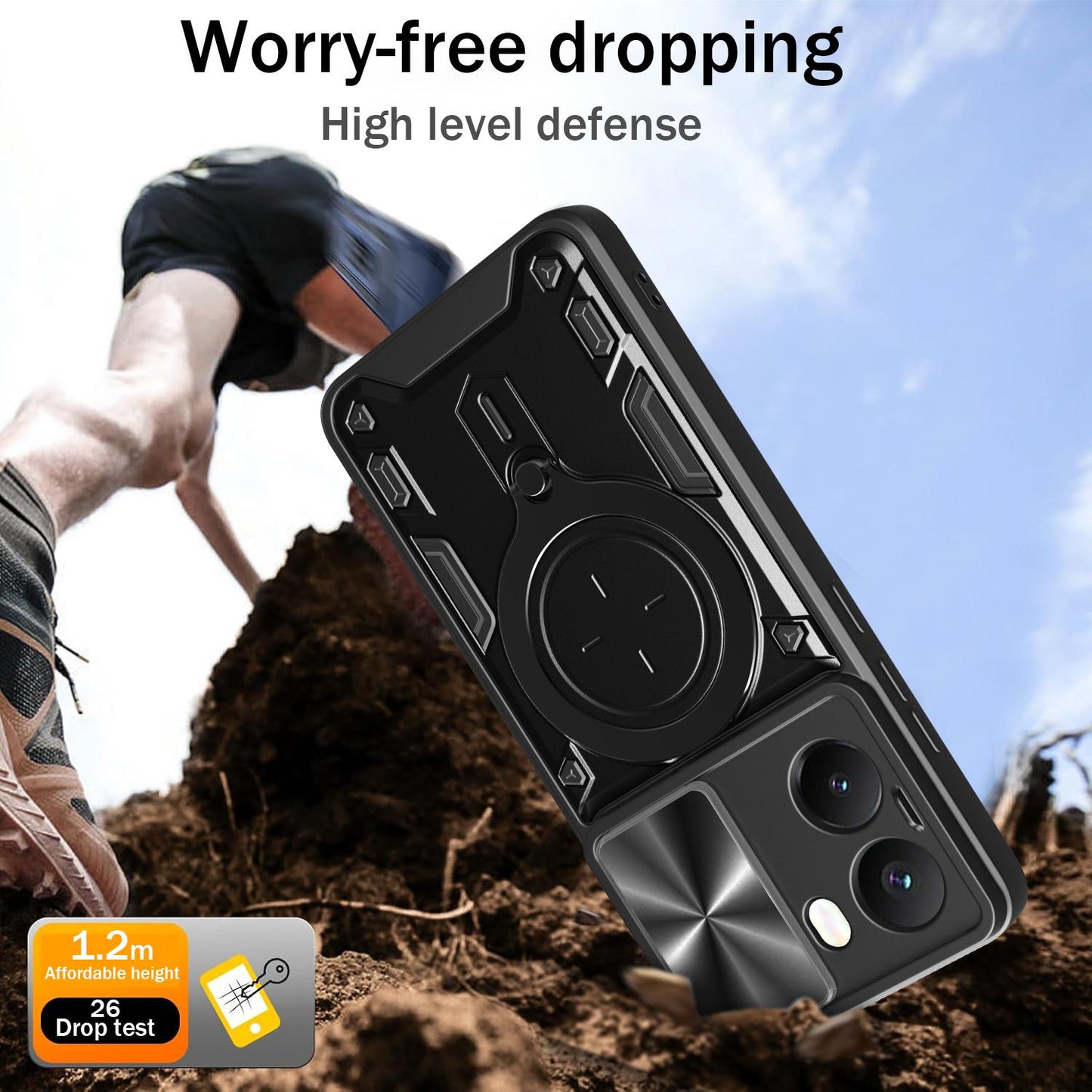 Xiaomi Poco X7 Pro 5G Magnetic Holder CD Texture Sliding Camshield Phone Case, TPU PC Shockproof Cover
