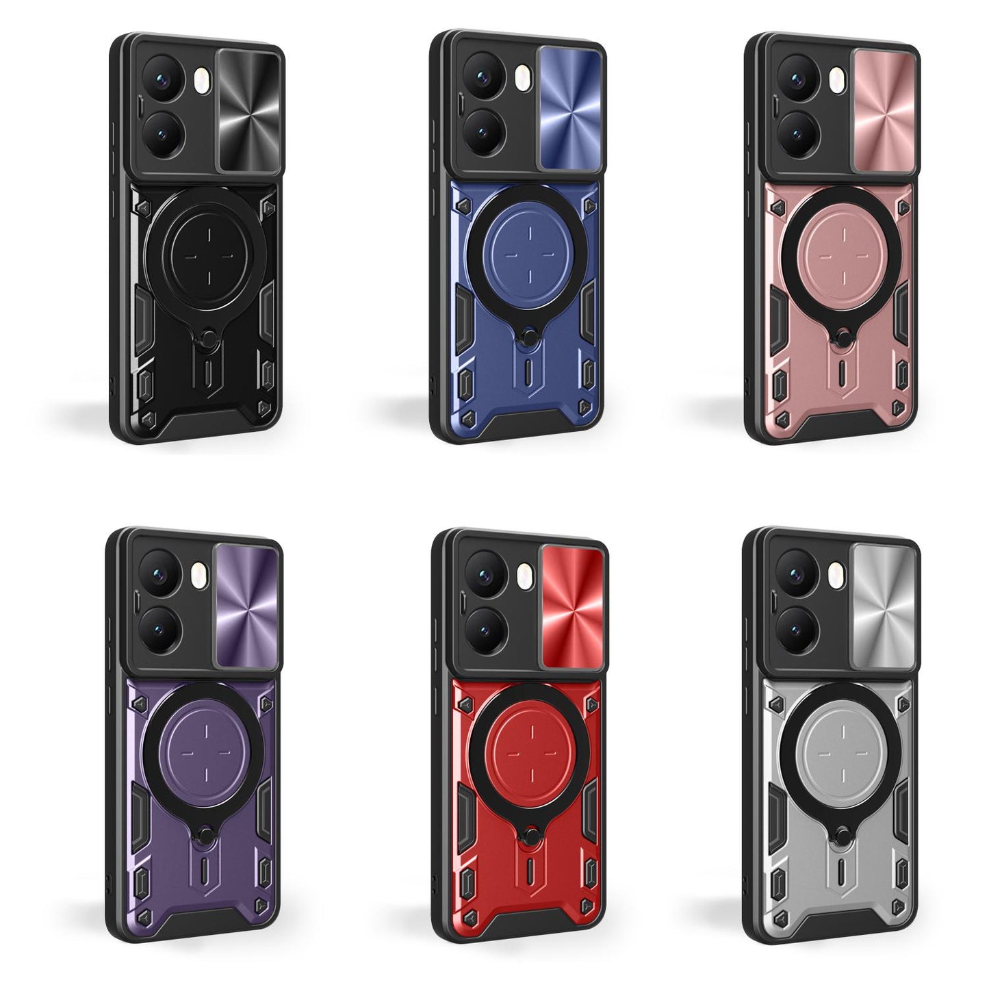 Xiaomi Poco X7 Pro 5G Magnetic Holder CD Texture Sliding Camshield Phone Case, TPU PC Shockproof Cover